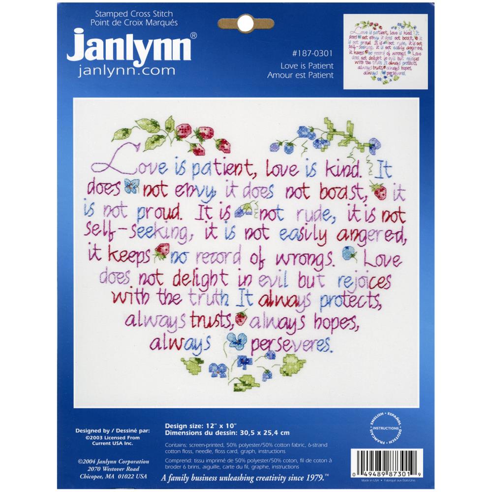 Love is Patient (12'x12") 187-0301 - Stamped Cross Stitch