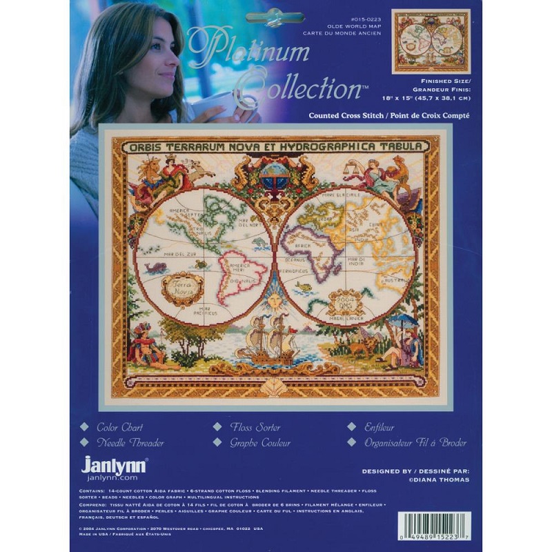 Olde World Map (14 Count) - Counted Cross Stitch Kit