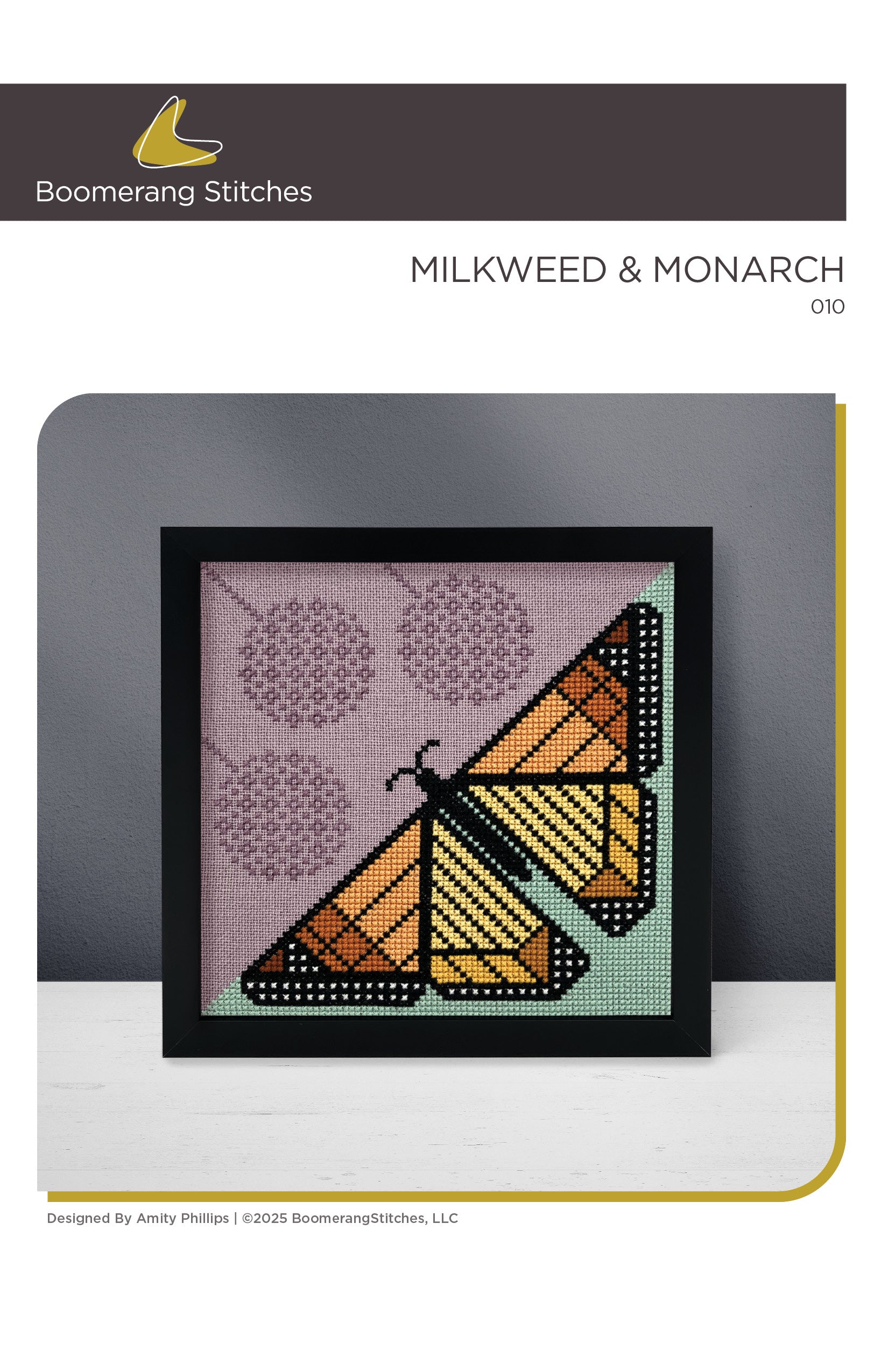 Milkweed & Monarch Cross Stitch Pattern by Boomerang Sitches