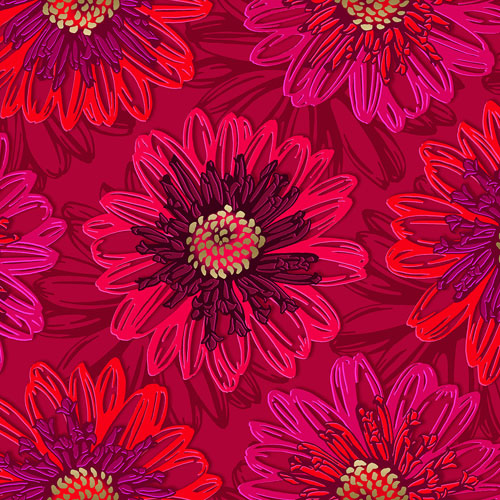 Shiny Objects - Good as Gold FF500-RU1M Embossed Blossoms-Ruby Metallic