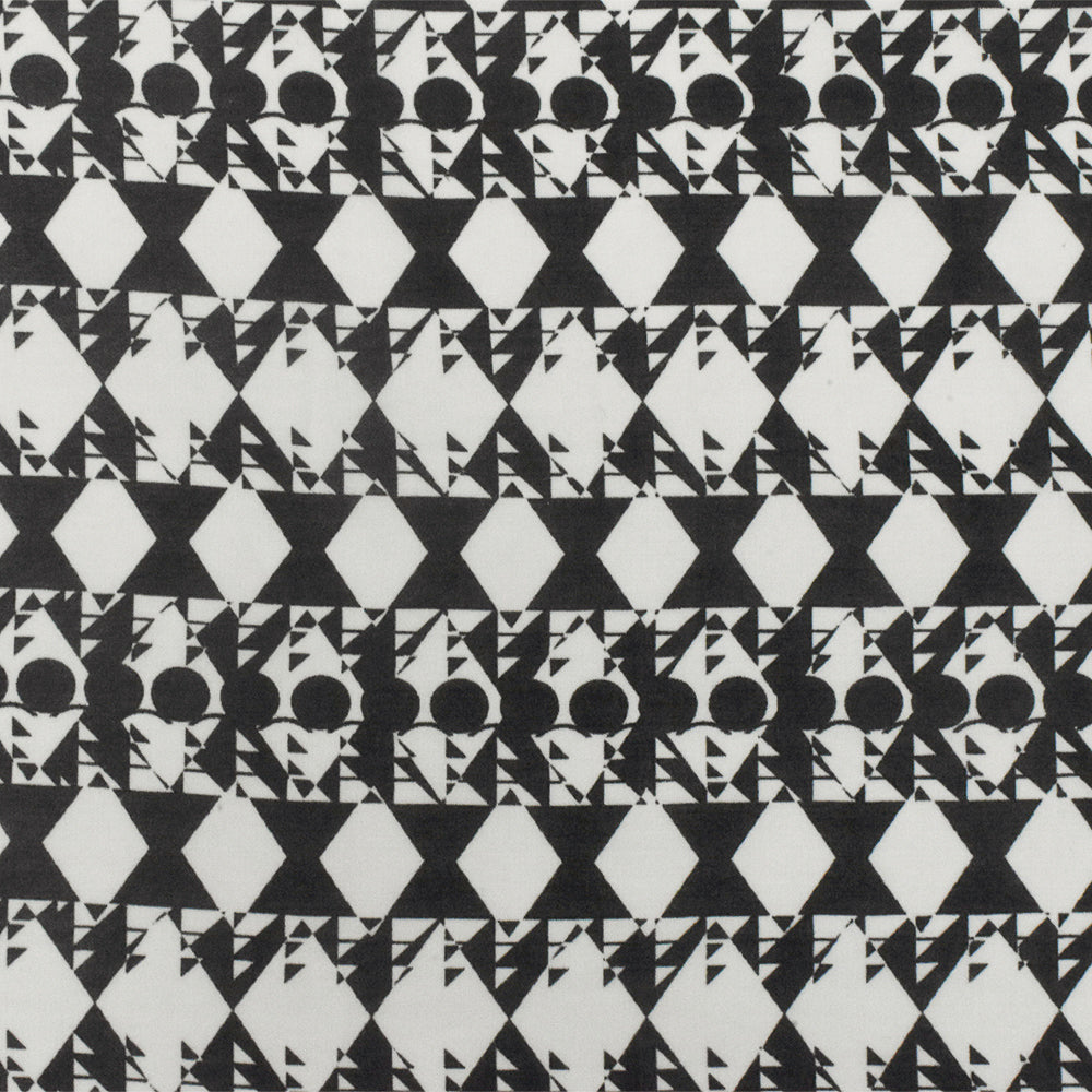 Spade Black-White Abstract Geometric Printed Poly Chiffon Woven Fabric