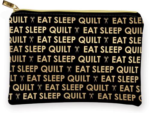 Eat Sleep Quilt Black Gold Glam Bag