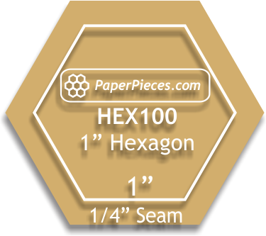Paper Pieces Hexagon 1" Template with 1/4" Seam