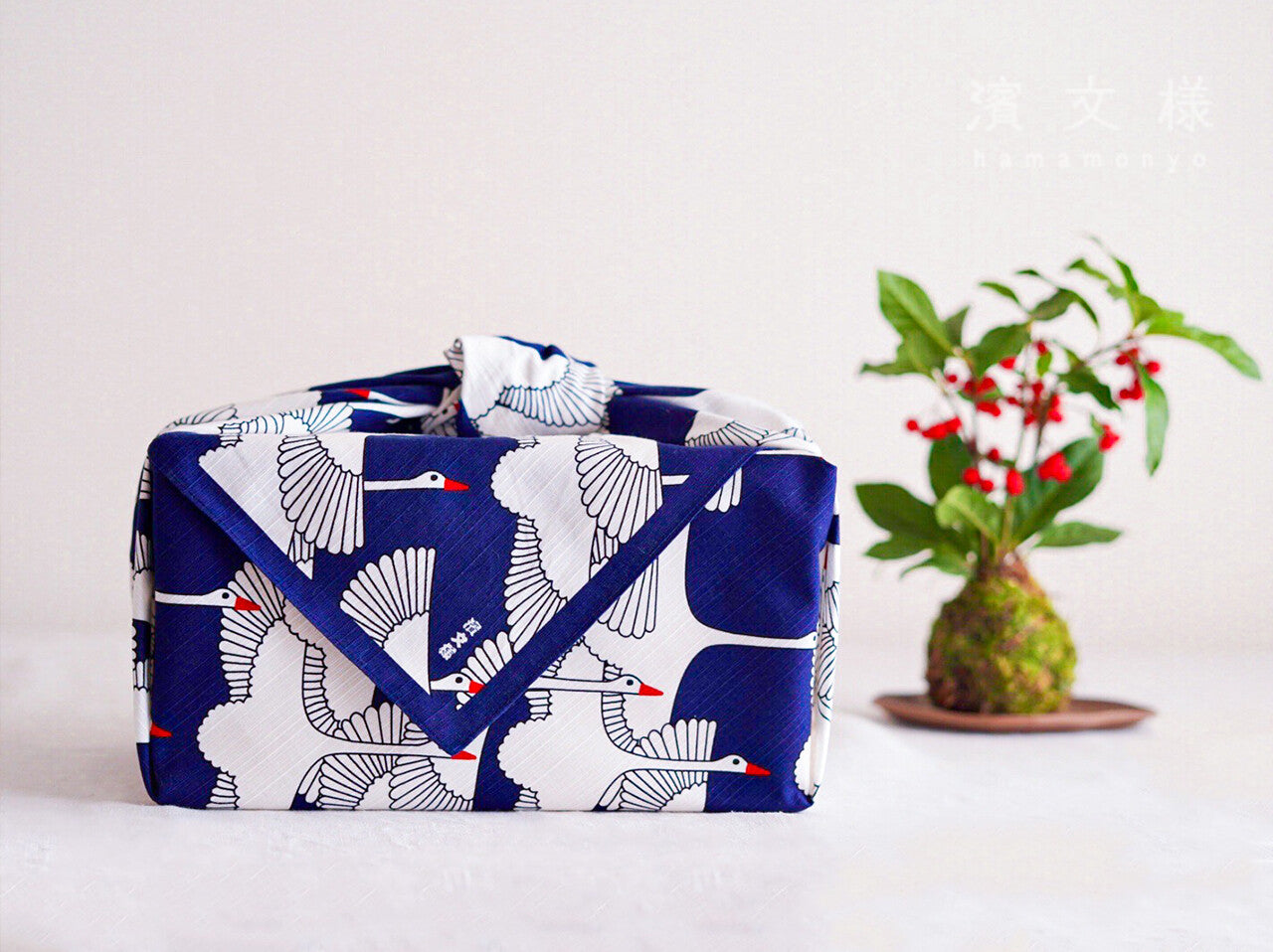"Cranes" Large 100% Cotton Shantung Bento/Furoshiki Wrapping Cloth from Japan