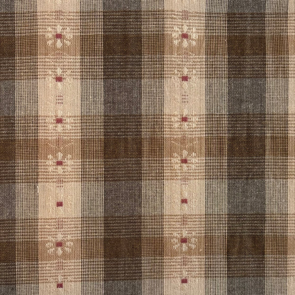 NIKKO By Diamond Textiles - Floral Stripe Plaid in Charcoal & Natural
