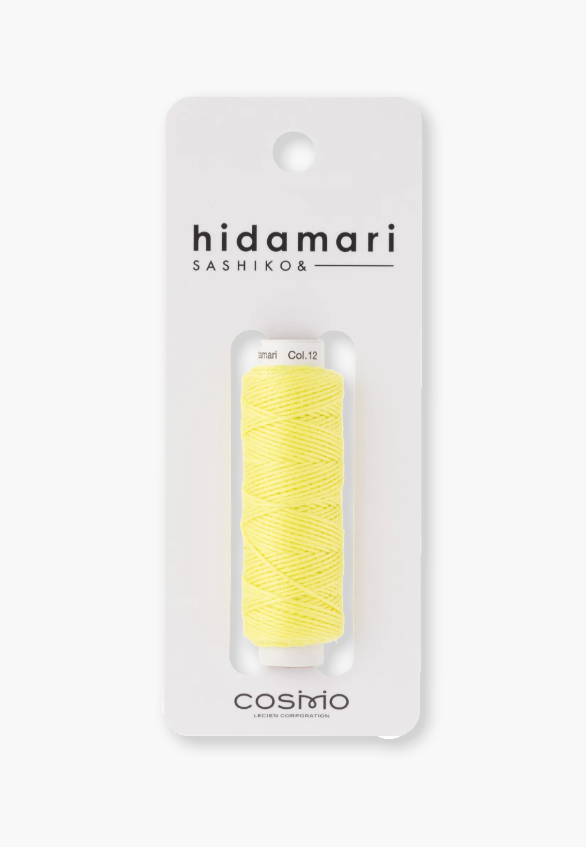 COSMO Hidamari Sashiko Garn 88 – Farbe 12 Zitrone – 100% feste Baumwolle