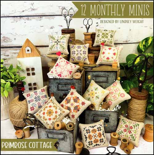 12 Monthly Minis Cross Stitch Pattern by Primrose Cottage Stitches