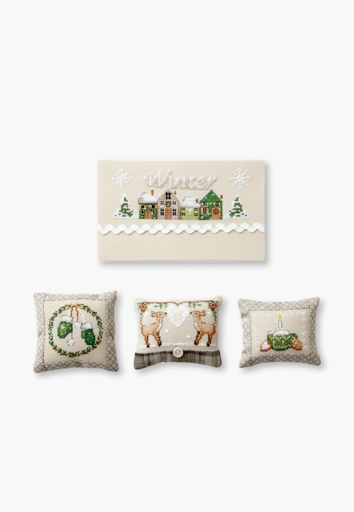 Cross-Stitch Kit Winter Cushions Set