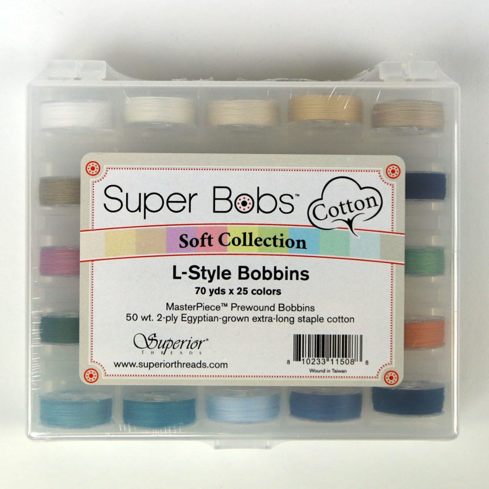 Super Bobs MasterPiece 2-ply Cotton Prewound Bobbins - L-Style - Soft (By Special Order: Read description for full details)