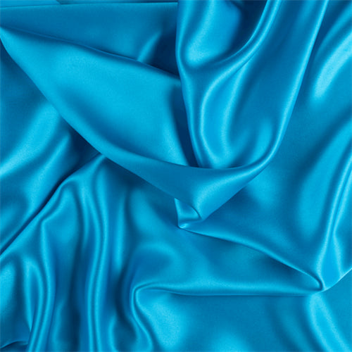 Runway Silks Turquoise Stretch Silk Charmeuse Fabric - Reorderable