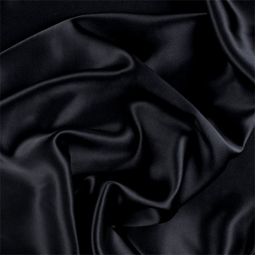 Runway Silks Black Stretch Silk Charmeuse Fabric - Reorderable