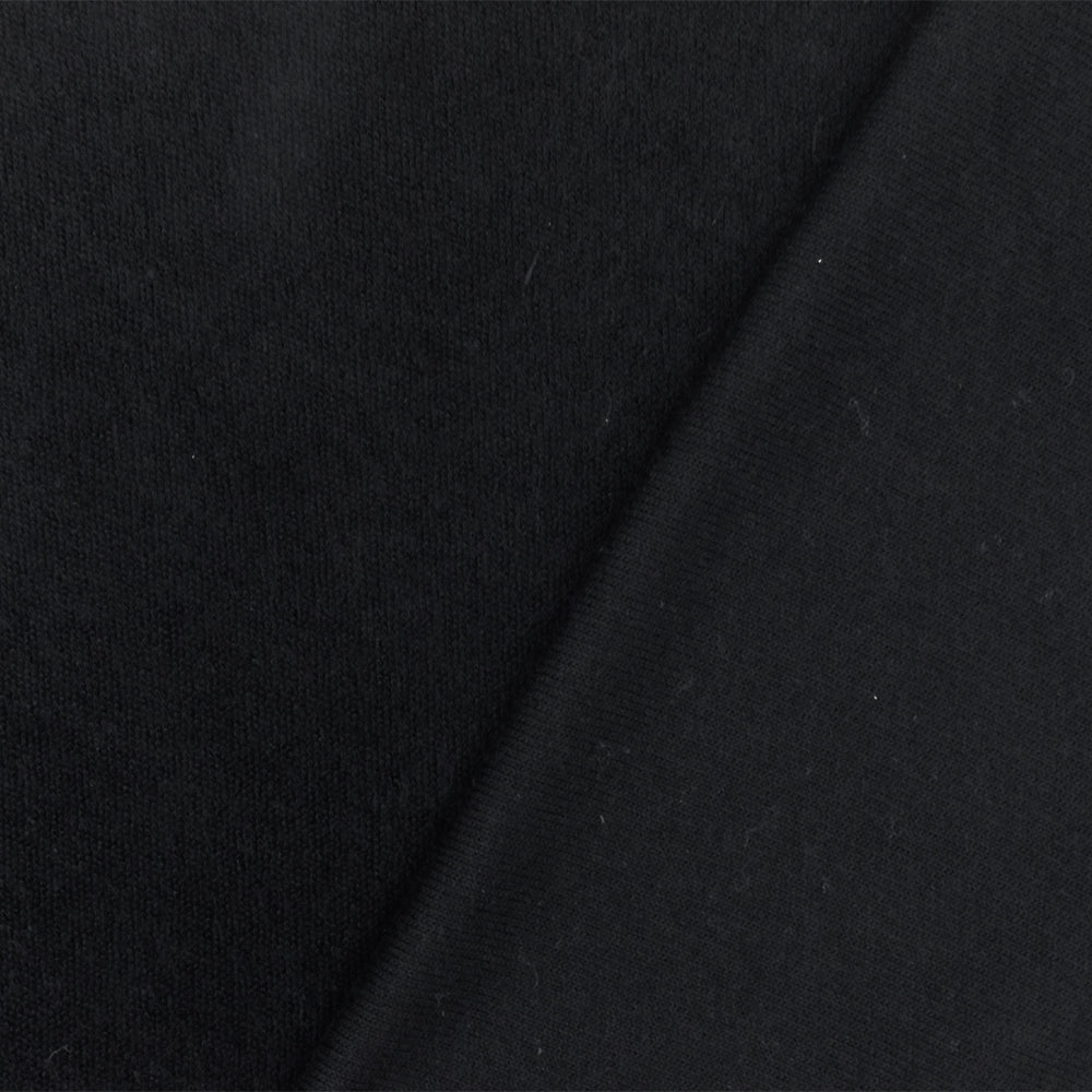 Simple Black Solid Stretch Cotton Terry Knit Fabric