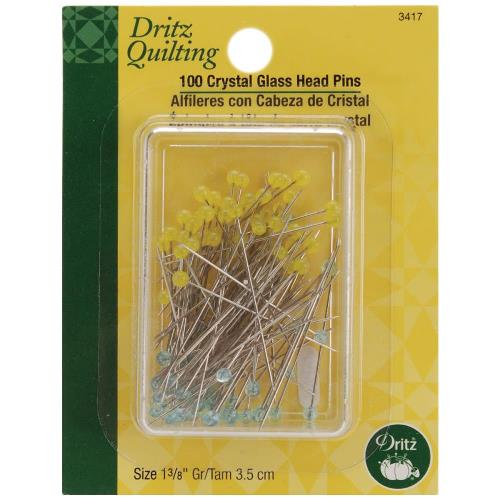 Dritz Quilting Crystal Glass Head Pins (Size 22 100/Pkg)