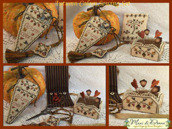 Autumn Colors Sewing Set Cross Stitch Pattern by Mani di Donna