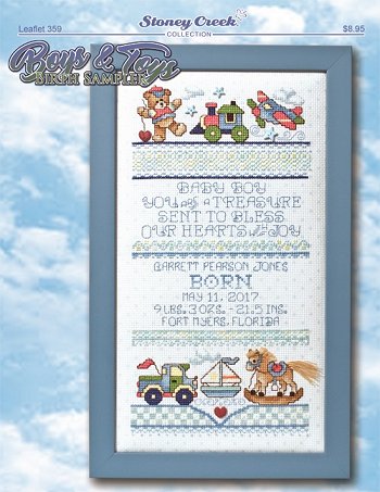 Boys & Toys Birth Sampler Leaflet - Cross Stitch Chart