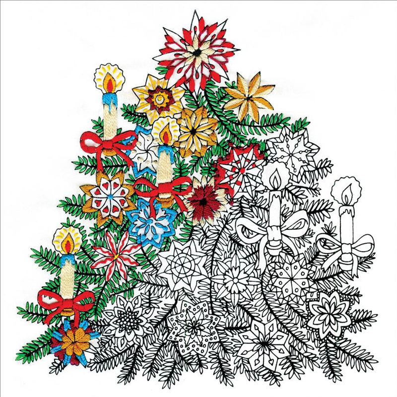 Christmas Tree - Zenbroidery Stamped Embroidery 10"X10"