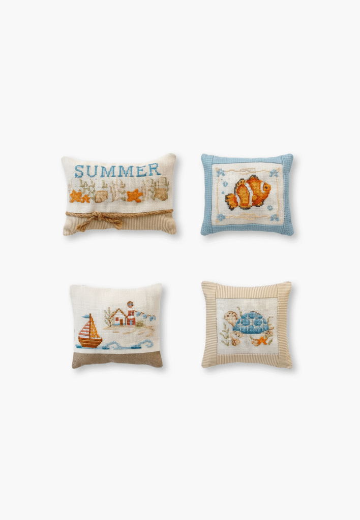 Cross-Stitch Kit Summer Cushions Set