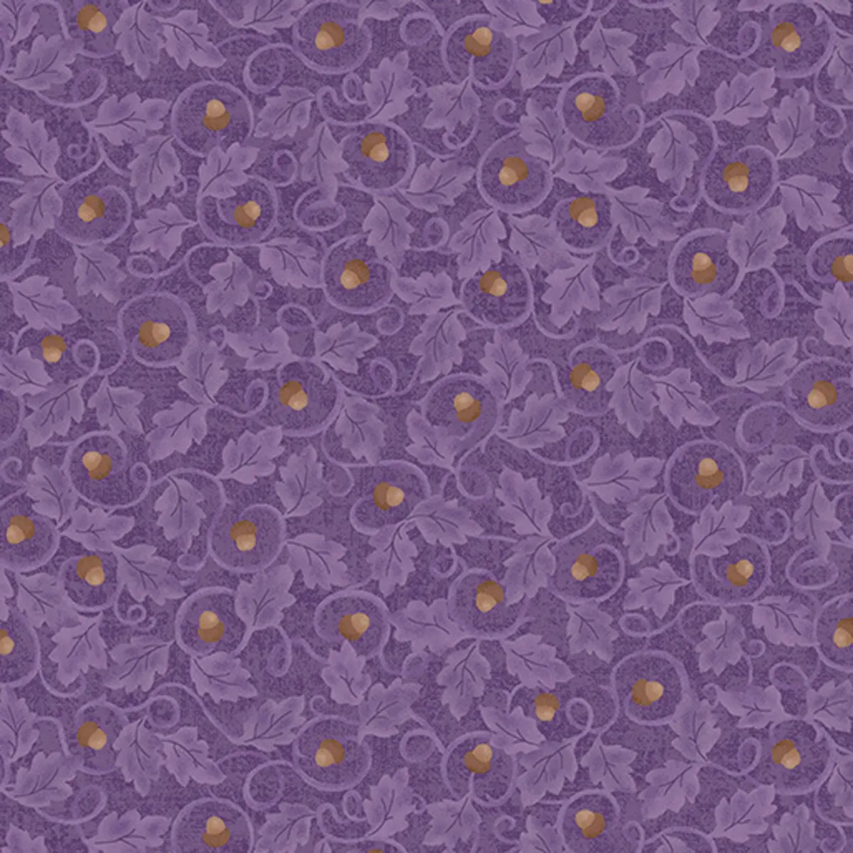 Autumn Breeze Plum Acorn Twirl Fabric Yardage