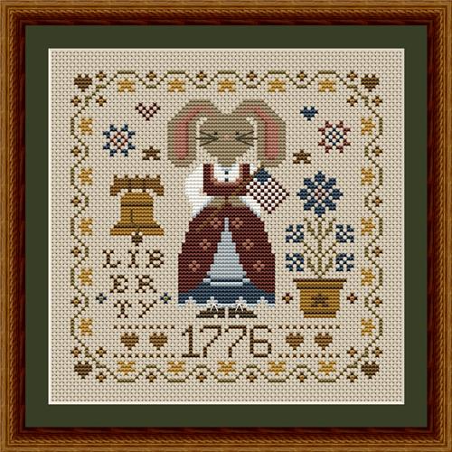 1776 Bunny Cross Stitch Pattern by Happiness Is HeartMade