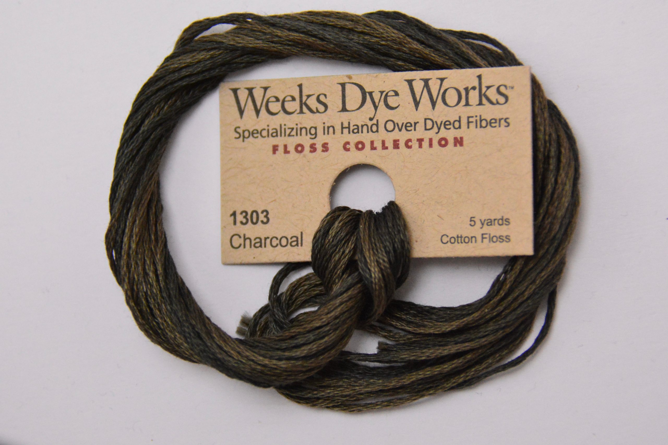Charcoal 1303 Weeks Dye Works 6-Strand Hand-Dyed Embroidery Floss