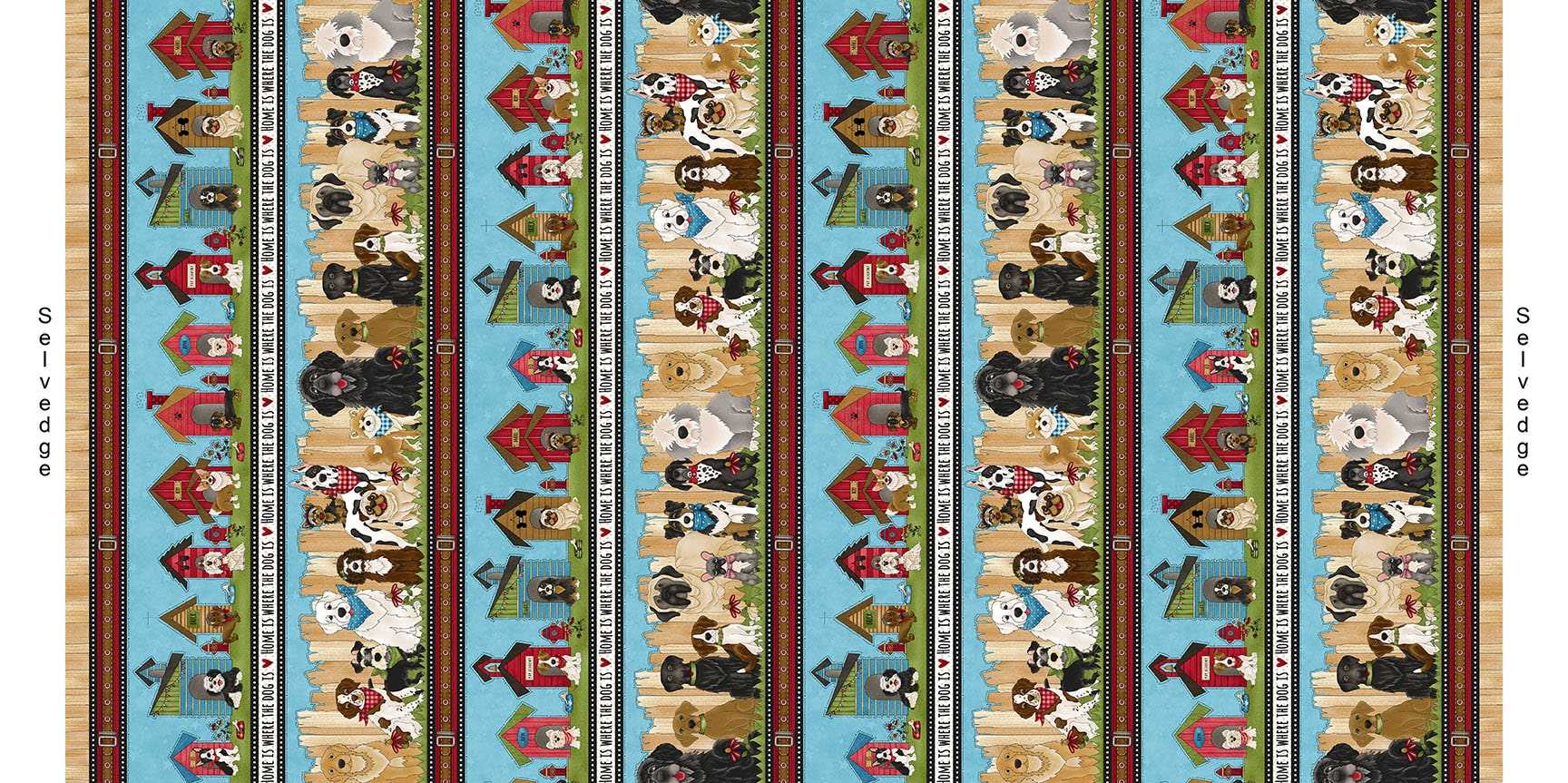 Home is Where the Dog is II Dog Strips Blue 1866-11 Henry Glass Fabrics (Sold in 25cm increments)