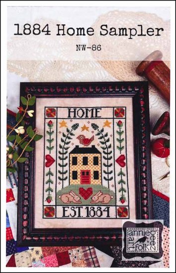 1884 Home Sampler Cross Stitch Pattern by Annie Beez Folk Art
