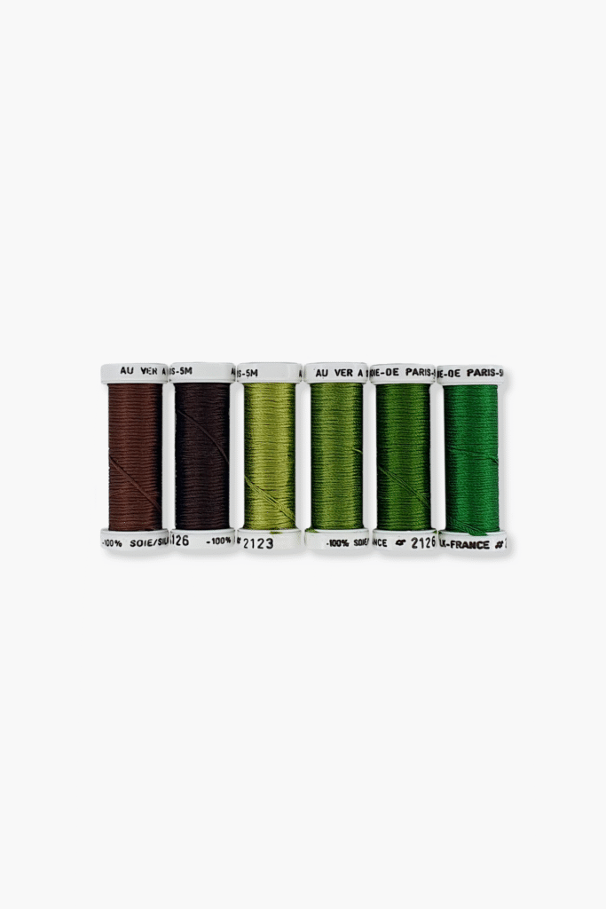 Au Ver à Soie Soie de Paris “Forêt” – Pack of 6 Spools (5m each) – 100% Silk