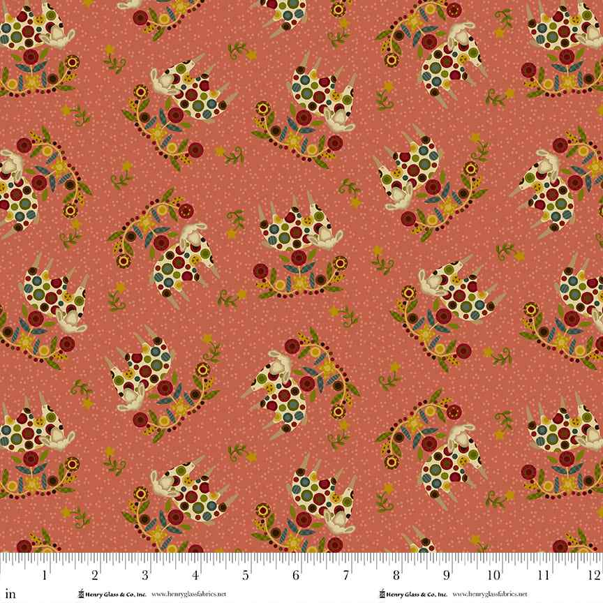 Pennyberry Farm Pink Sheep 2001-22 by Kim Diehl for Henry Glass Fabrics (sold in 25cm increments)