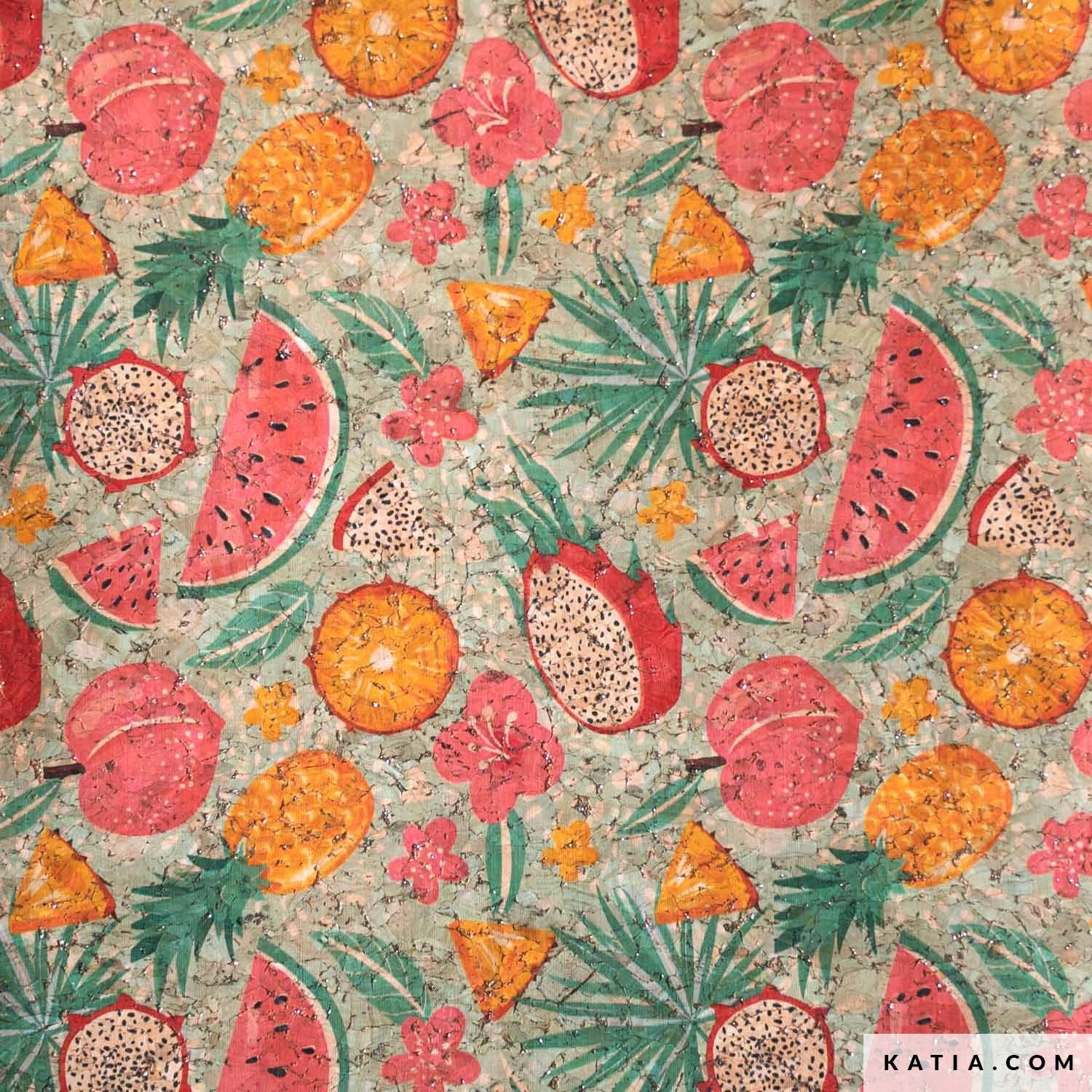 Cork Gold Print Summer Fruits - Katia