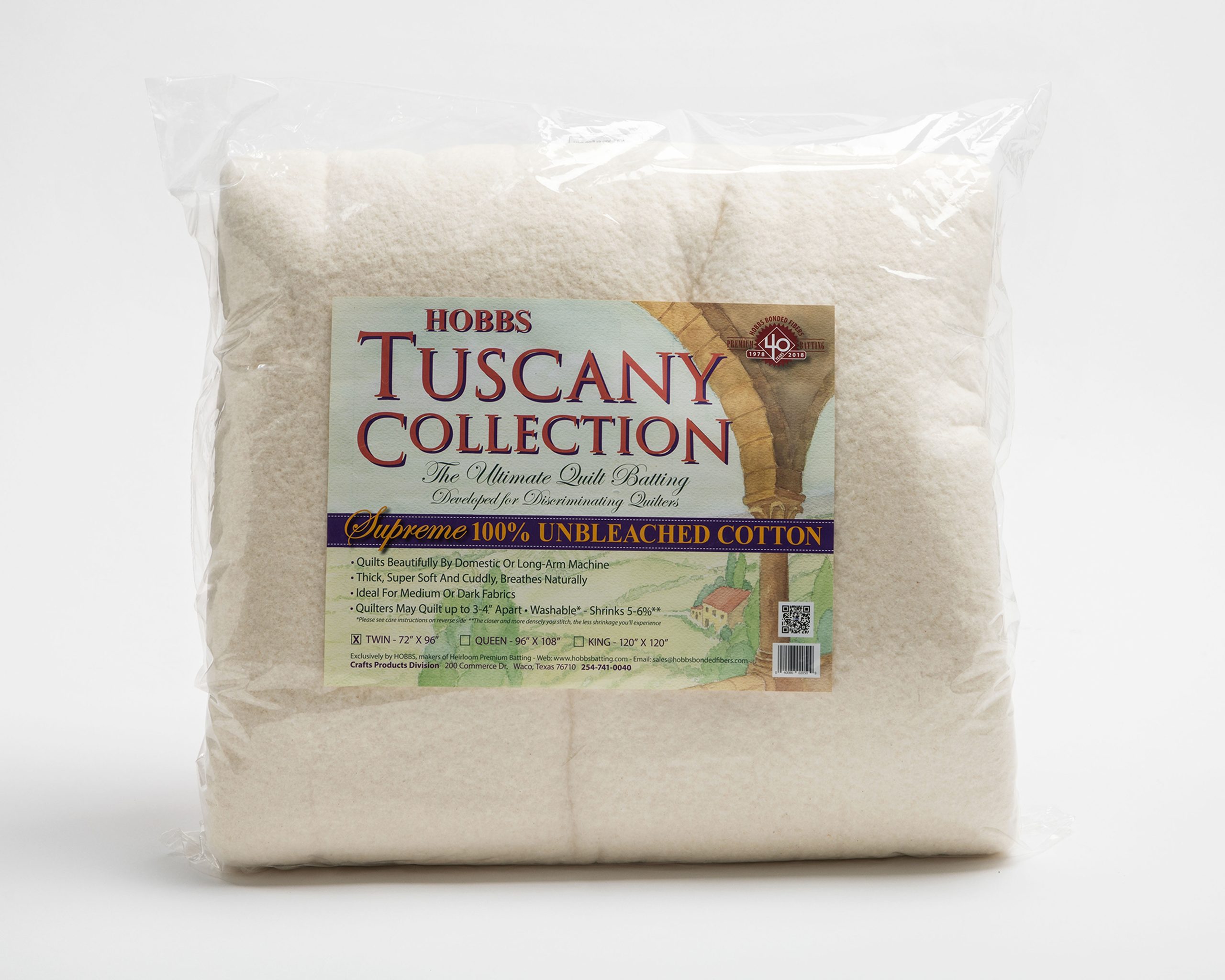 Hobbs Tuscany Supreme Unbleached Cotton Batting
