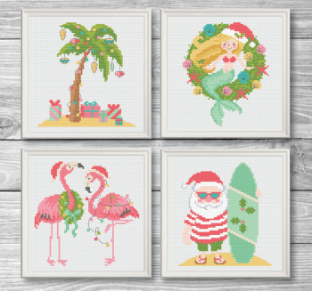 Tropical Christmas Cross Stitch Pattern by Tiny Modernist