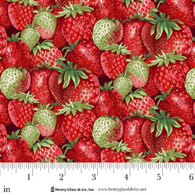 Berry Besties by Henry Glass 2260-86 Packed Strawberries | SOLD BY THE HALF-YARD