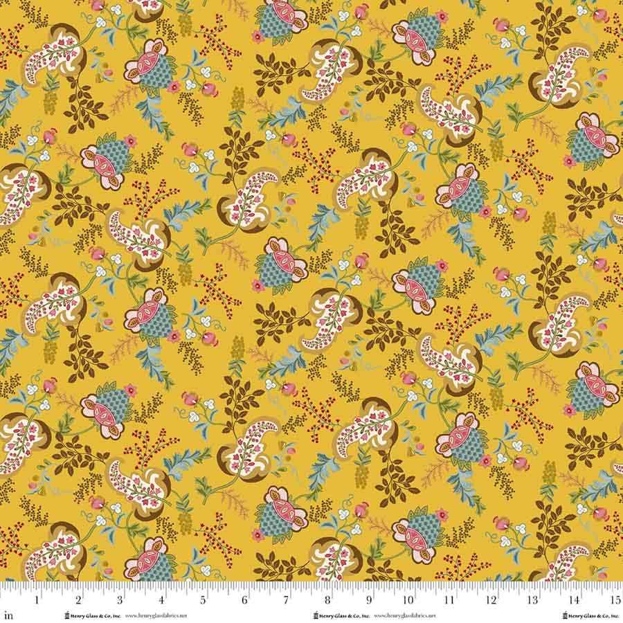 Love Struck Fancy Floral Yellow 2283-44 by Kim Diehl for Henry Glass Fabrics (sold in 25cm increments)