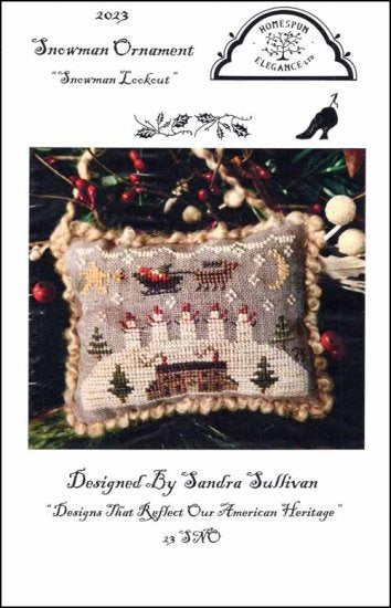 2023 Snowman Ornament "Snowman Lookout" Cross Stitch Pattern Homespun Elegance