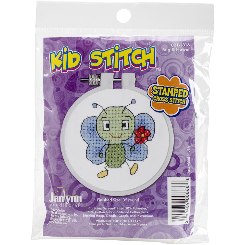 Janlynn - Bug & Flower Kit 3" Round #021-1816 - Stamped Cross Stitch Kit