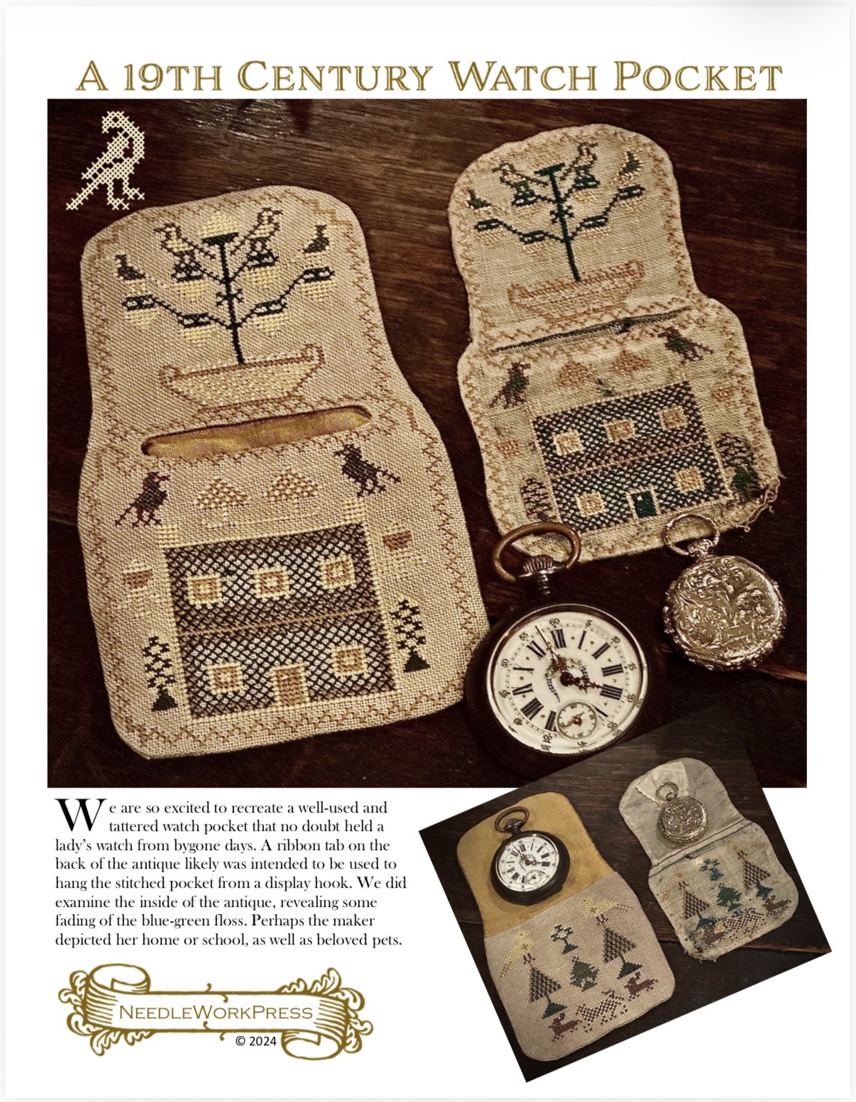 Watch Pocket Sampler & Instructions - Cross Stitch Chart