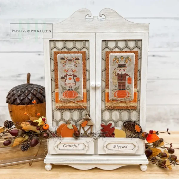 Country Cabinet Cross Stitch Display – Unfinished Wood