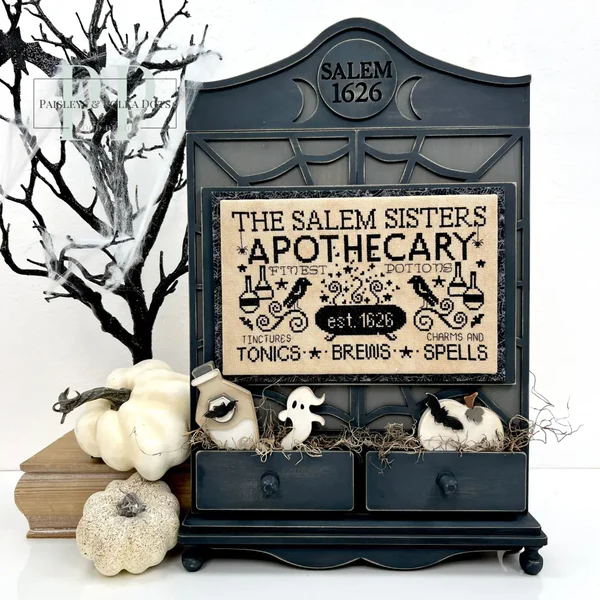 Apothecary Cabinet Cross Stitch Display – Unfinished Wood