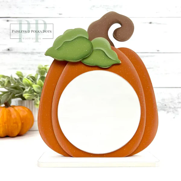 Pumpkin Cross Stitch Display – Unfinished Wood