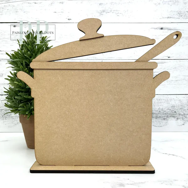 Cooking Pot Cross Stitch Display – Unfinished Wood