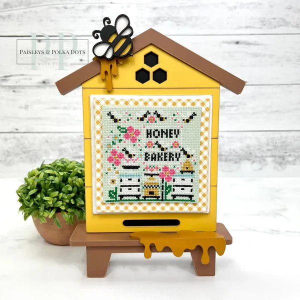 Bee Hive Hut Cross Stitch Display – Unfinished Wood