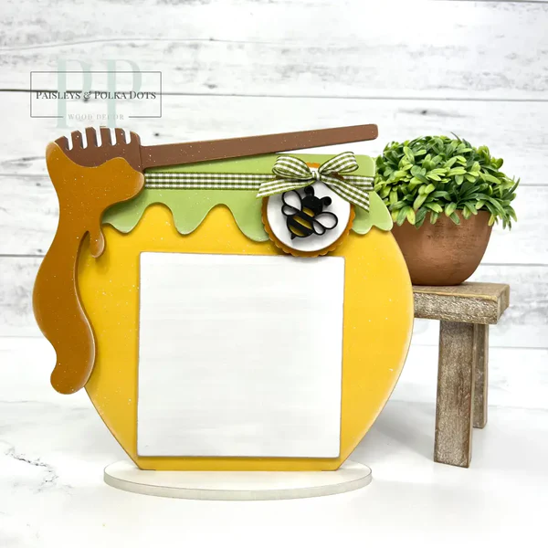 Honey Dipper and Jar Cross Stitch Display – Unfinished Wood