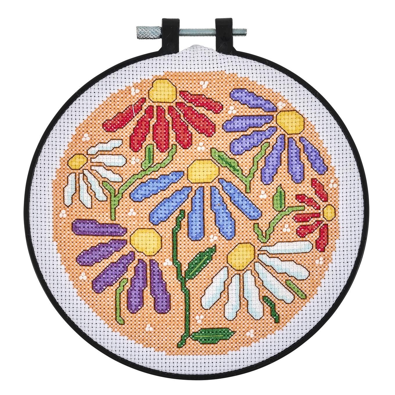 Uplifting Daisies (6" x 6") 14 Count - Counted Cross Stitch Kit