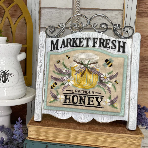 Market Sign Cross Stitch Display – Unfinished Wood