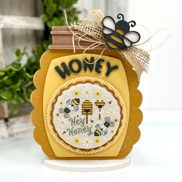 Old Fashioned Honey Jar Cross Stitch Display – Unfinished Wood
