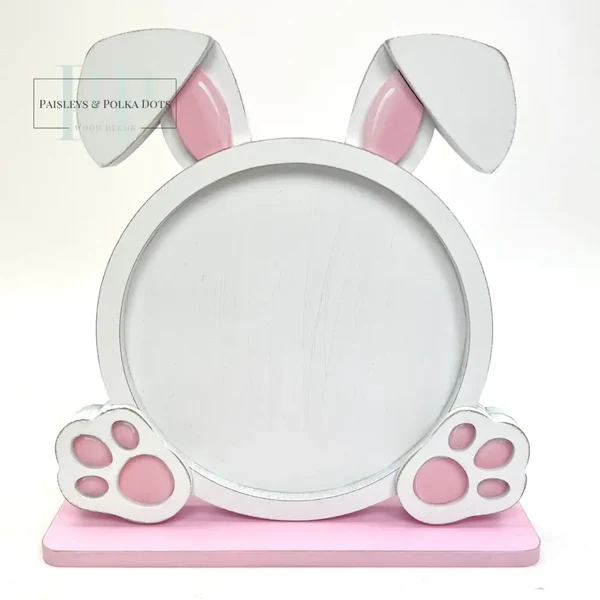 Round Bunny Cross Stitch Display – Unfinished Wood
