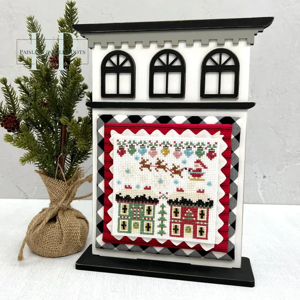 City House #1 Cross Stitch Display – Unfinished Wood