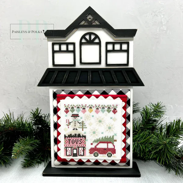 City House #2 Cross Stitch Display – Unfinished Wood