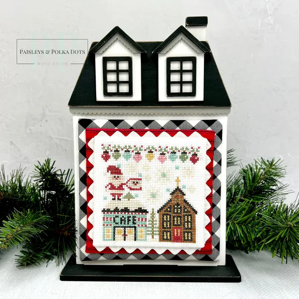 City House #3 Cross Stitch Display – Unfinished Wood