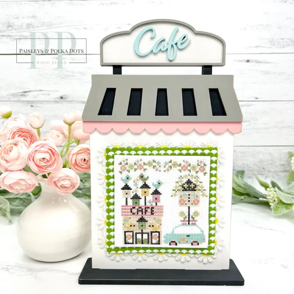 City Cafe Cross Stitch Display – Unfinished Wood